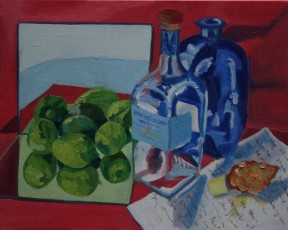 Limes, Bottles and Lyrics, 2018, 40 x 50 cms, Oil on canvas