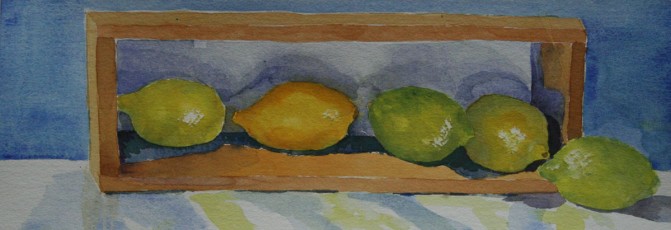 Five Lemons, 2018, 20 x 56 cms, Watercolour