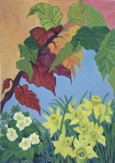 Primrose, Daffodils and Angels, 2020, 107 x 76 cms, oil on canvas