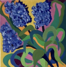 Blue Hyacinths, 2021, 40.5 x 40.5 cms, oil on canvas
