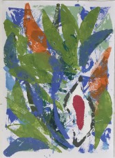 Peace Lily block print no.2 (I of 1), 2021, 42 x 30 cms, acrylic on cartridge paper