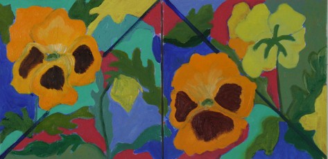 Pansies - diptych, 2020, 28.5 x 45.6 cms, oil on canvas