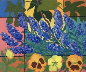 Pansies, Fig and Sage, 2020, 55 x 70 cms, oil on canvas